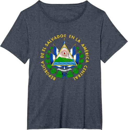 Vista 82 de Escudo de armas de El Salvador Salvadoran Distressed Design T-Shirt