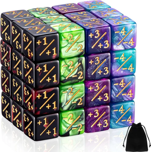 Vista 9 de Sumind 24 piezas contadores de dados de vida de Magic - contadores +1/+1 de comandante, fichas de refuerzo, dados de 6 lados, contador de lealtad