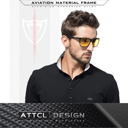 Vista 4 de ATTCL - Lentes de sol polarizados con marco de metal retro para hombre