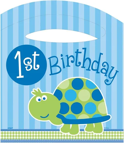 Vista 3 de Kit de silla alta de tortuga de primer cumpleaños Azul 4 piezas