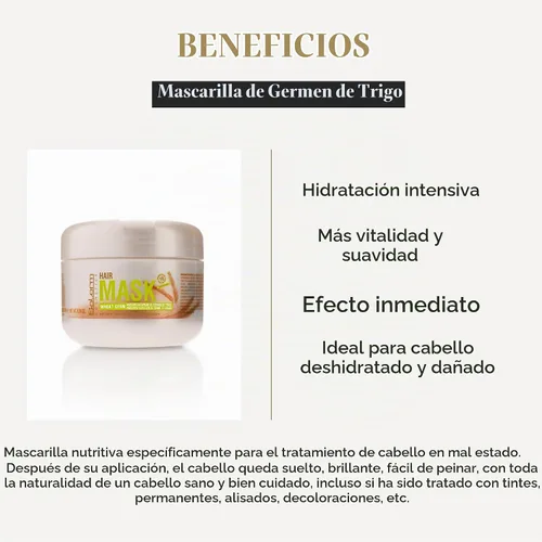 Vista 3 de SALERM - Mascarilla nutritiva para el cabello - 6.74 Oz - con germen de trigo - para cabello seco y dañado - Hidratación profunda del cabello