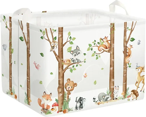 Vista 10 de Clastyle Woodland Nursery Animal Tree Baby Gift Storage Basket para habitación de niños Impermeable grande ropa sucia libro regalo juguete