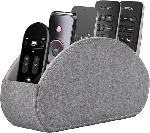Vista 9 de Soporte para control remoto, organizador/caja para control remoto de TV con 5 compartimentos, organizador de mesita de noche para controladores