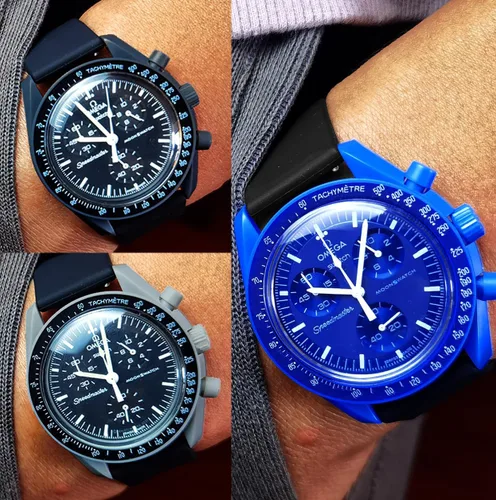 Vista 8 de Correa de reloj para Omega X Swatch Moonswatch Correa de reloj Speedmaster 20MM de liberación rápida de goma de repuesto