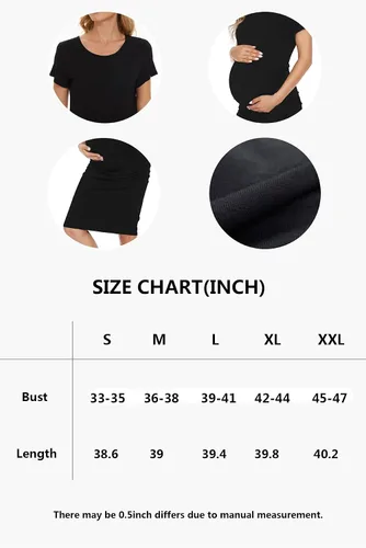 Vista 4 de Smallshow - Vestido de maternidad de manga corta y fruncido para mujer