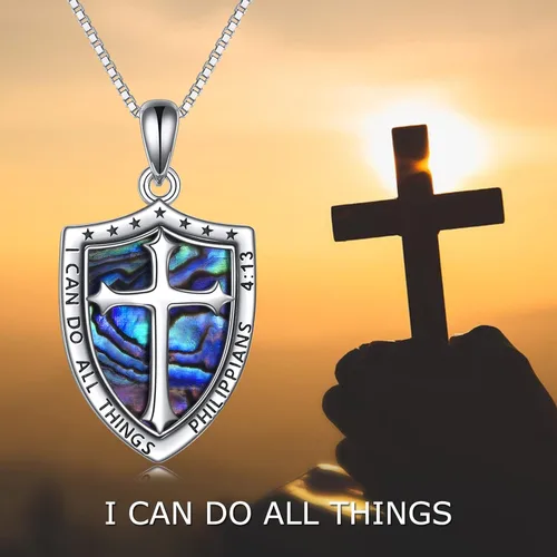 Vista 4 de YFN Collar de plata de ley de San MiguelSan CristófaloJesúsVirgen María para hombres, niños, mujeres, católicoprotectortalismán Miguel Arcángel