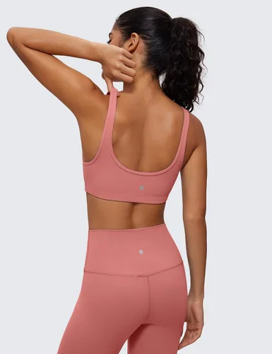 Vista 38 de CRZ YOGA Butterluxe - Mini brasier para mujer, cuello redondo, de bajo impacto, inalámbrico, deportivo, yoga, acolchado, para entrenamiento