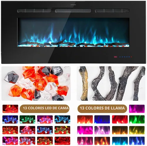 Vista 3 de Insertos de chimenea eléctrica de 39" con termostato, temporizador Negro