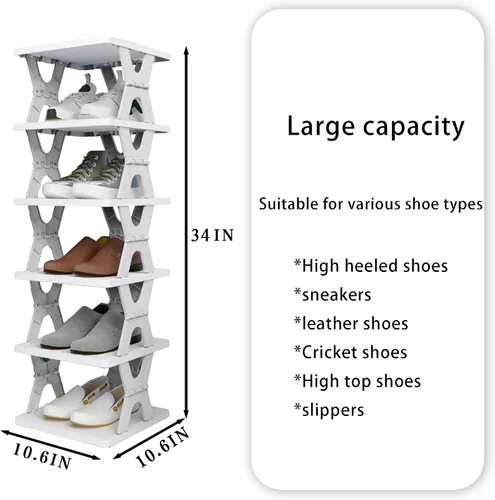Vista 6 de XDMTWLKJ Zapatero Plegable Organizador de 6 Niveles - Zapateros Plegables para Armario, Ahorro de Espacio para Almacenamiento de Zapatos de Niños