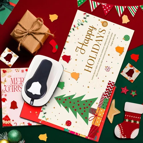 Vista 7 de Perforadora de Navidad de 1 pulgada, Perforadora de Campana para Manualidades de Papel, perforadora con forma de campana para manualidades