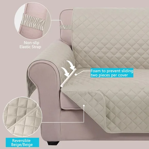 Vista 3 de U-NICE HOME Funda para sillón reclinable, reversible, con correas elásticas, resistente al agua, protege de perros y mascotas, sillón pequeño