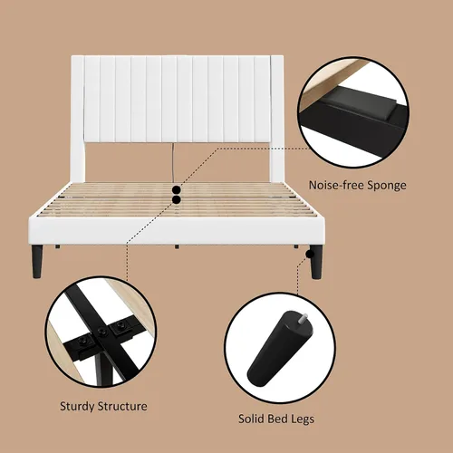 Vista 5 de LUXOAK Base de cama tamaño Queen tapizada en terciopelo con estación de carga, soporte de listones de madera, base de colchón, somier opcional