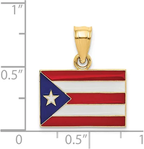 Vista 3 de Colgante de bandera de Puerto Rico esmaltada en oro amarillo de 14 quilates Esmalte Sin tipo gema