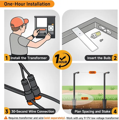 Vista 9 de Gardenreet Luces de camino de paisaje de latón, luces de camino de bajo voltaje de 12 V con cable, luces de jardín al aire libre LED impermeables