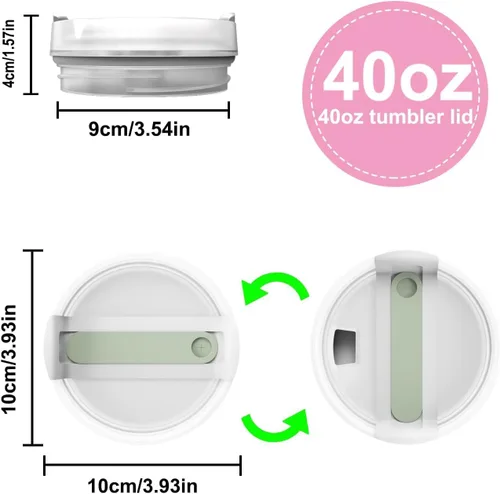 Vista 6 de Tapa de Vaso de 40 OZ Compatible con Stanley Quencher, Paquete de 2 Tapas de Vaso de Acero Inoxidable a Prueba de Derrames y Resistentes a