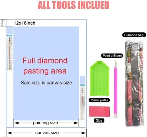Vista 6 de Kits de pintura de diamantes 5D para adultos, Terror Girl Taladro completo, punto de cruz de diamante redondo, no hables, pintura de diamantes por