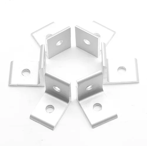 Vista 3 de 10 piezas de refuerzo de soporte de esquina interior 2020, soportes de extrusión de aluminio plateado, conector de soporte L de 2 agujeros