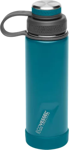 Vista 14 de EcoVessel Botella de agua de acero inoxidable con tapa doble aislada, botella de agua aislada con colador y protector de botella de silicona, taza