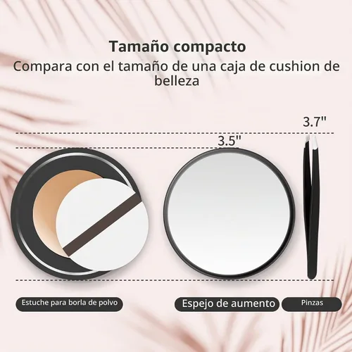 Vista 2 de MIYADIVA Espejo de aumento 20X, pequeño espejo de viaje con ventosa y pinzas, 3.5 pulgadas Negro-20x