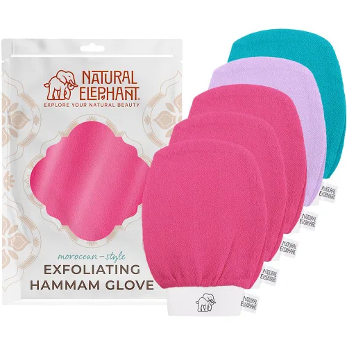 Vista 27 de Natural Elephant Guantes exfoliantes para hammam, guantes exfoliantes faciales y corporales, paquetes de 5 y 10