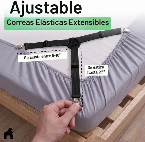 Vista 9 de GORILLA GRIP Sujetadores de Sábanas con Patente Pendiente, Sujetadores Elásticos Ajustables con Clips de Metal, Correas de Ropa de Cama Ajustada que