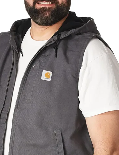 Vista 2 de Carhartt Mens Relaxed Fit Washed Duck Fleece-Lined Hooded Vest