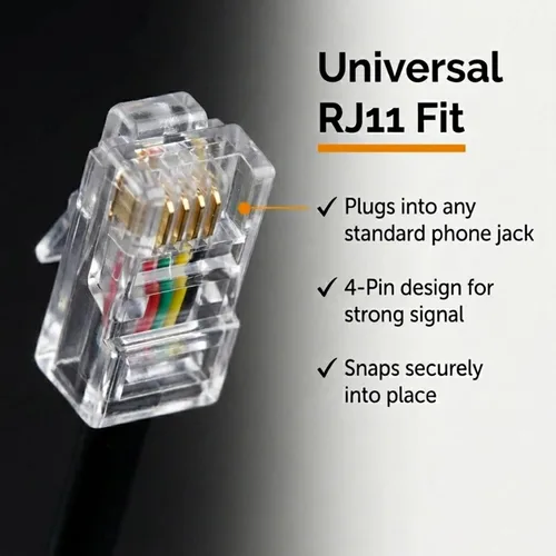 Vista 3 de iSoHo Phones: Cable de teléfono para teléfono fijo – sin problemas, cable de línea terrestre rizado para teléfono – fácil de usar + excelente Negro