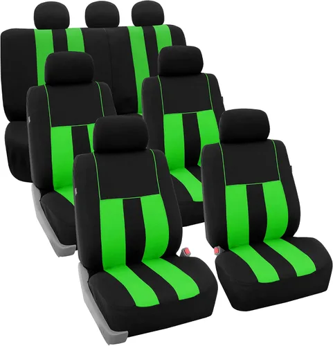 Vista 33 de FH Group Juego completo de fundas de asiento de coche de tres filas a rayas, compatible con bolsas de aire y listas para dividir, ajuste universal