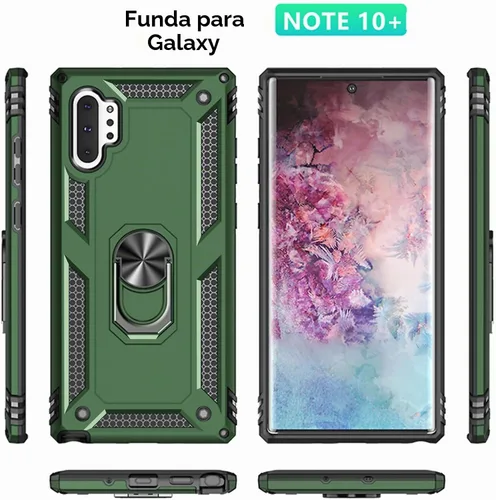 Vista 4 de Funda para Samsung Galaxy Note 10 Plus con protector de pantalla: [probada contra caídas de grado militar] Soporte de anillo a prueba de golpes