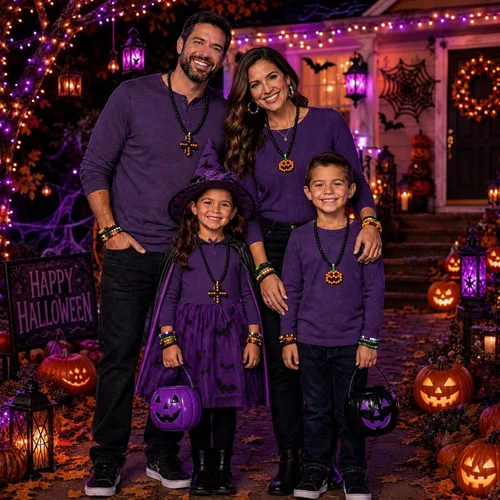 Vista 5 de 1200 cuentas de poni de Halloween, 45 cuentas de murciélago negro, 0.236 x 0.354 in, cuentas de pony negro, morado, naranja, blanco, para joyas 4