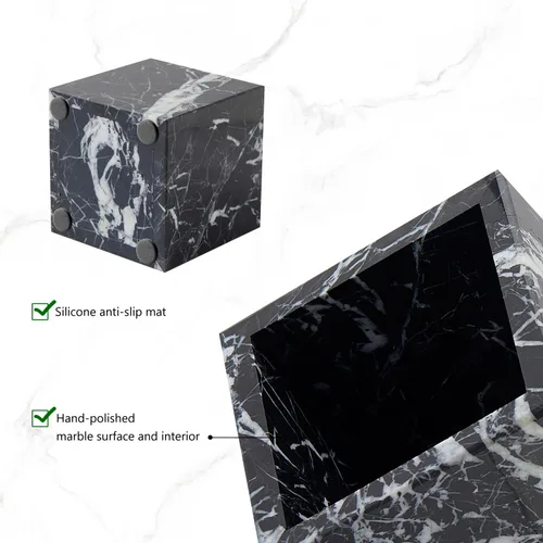 Vista 5 de Portacepillos de mármol natural lujoso real y organizador de brochas de maquillaje y soporte para bolígrafos para escritorio, portautensilios