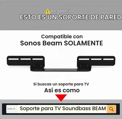 Vista 4 de Soporte de barra de sonido para graves Sonos Beam Gen 1 y 2 solamente Negro