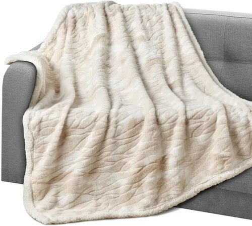 Vista 18 de Elegant Comfort Manta, Manta Reversible de Franela Sherpa, Ultra-Suave, Mullida, Acogedora y Afelpada - Manta Decorativa Ligera para Todas las Gris