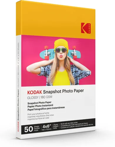 Vista 10 de KODAK Papel fotográfico brillante 4 x 6 SNAPSHOT 25 unidades, 48lb-180 g/m 0.1-0.3 fl oz (41303). Este producto no es compatible con la impresora
