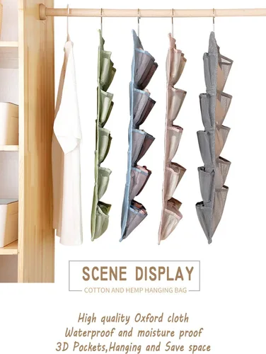 Vista 6 de AARainbow Organizador colgante de doble cara con 20 bolsillos para ropa interior, calcetines, artículos de tocador, accesorios, brasier, calzones