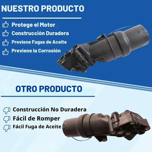 Vista 5 de MITZONE - Carcasa de filtro de aceite compatible con 2005-2014 Volkswagen Beetle Golf Jetta Rabbit Passat Audi TTRS 2.5L Reemplaza 07K115397D