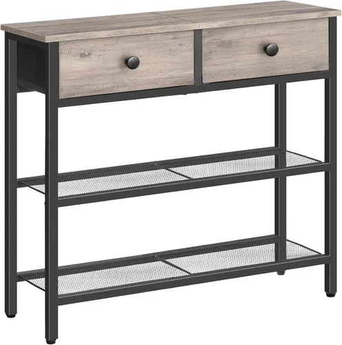 Vista 11 de HOOBRO Mesa consola estrecha de 29.5 pulgadas con 2 cajones de tela, mesa Negro