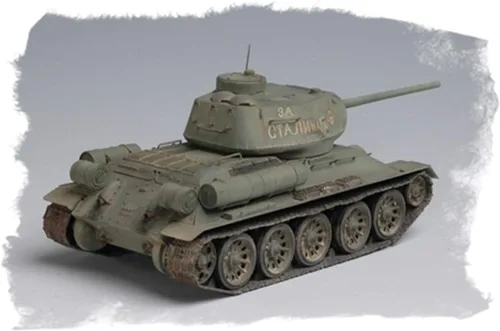 Vista 4 de Hobby Boss Modelo de tanque ruso T-34/85 1944 con kit de construcción de modelo de vehículo de torreta aplanada