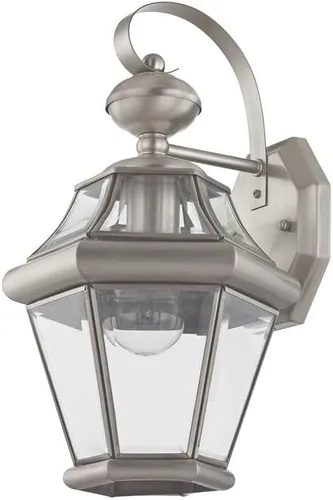 Vista 2 de Livex Lighting 2161-04 Farol de pared para exteriores con pantallas de vidrio biselado transparente, color negro Persianas de vidrio biselado