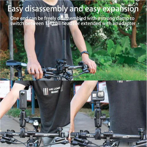 Vista 8 de Soporte de cámara de doble abrazadera: soporte universal para carritos de golf, abrazadera de paraguas, escritorio, cochecitos, vagones, estudio