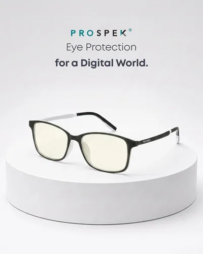 Vista 6 de Prospek Blue Light Glasses – Eye Strain Relief, Anti Glare Blanco - Negro