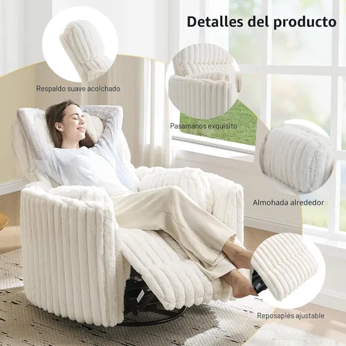 Vista 7 de Jocisland - Silla reclinable eléctrica para guardería, mecedora giratoria, color crema