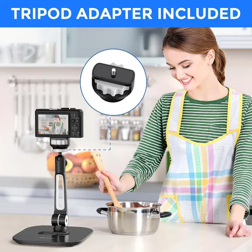Vista 7 de AboveTEK Soporte para tableta, elegante soporte de aluminio para iPad, soporte plegable giratorio de 360° para tabletas/teléfonos inteligentes de 4