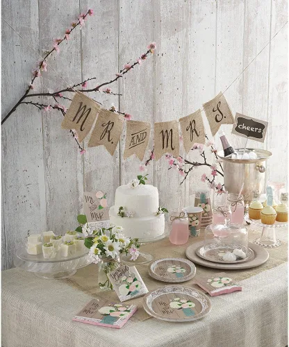 Vista 2 de Creative Converting 8 platos de postre de papel de estilo resistente, 7 pulgadas, boda rústica