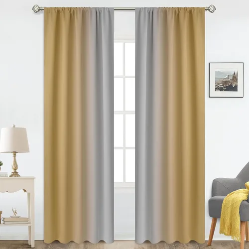 Vista 26 de COSVIYA Cortinas degradadas con dobladillo para cortinero, cortinas de oscurecimiento de habitación de 63 pulgadas de largo, cortinas degradadas