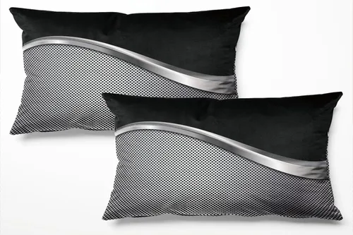 Vista 9 de 2 Pack Rectangle Pillow Covers 12x16 Inch, Silver and Black Metallic Decorative Throw Pillow Cases, Double-Sided Printed Boudoir Cushion Covers for