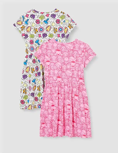 Vista 3 de Spotted Zebra Disney Marvel Star Wars Frozen Vestidos de manga corta para niñas princesas paquete de 2