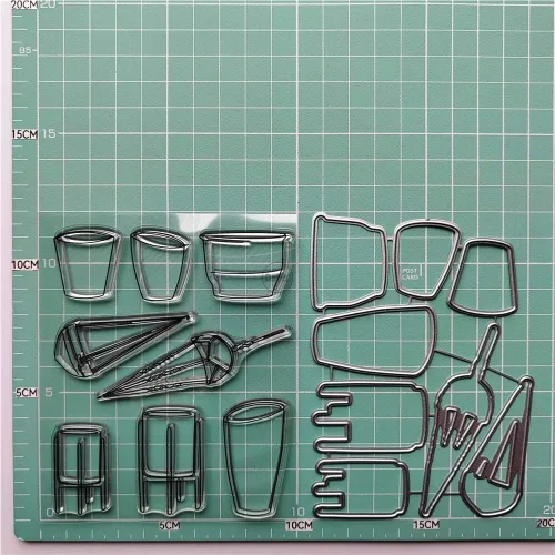 Vista 2 de DzIxY Juego de sellos transparentes y troqueles de corte de metal para hacer tarjetas, álbumes de recortes, suministros de papel, sellos y bolsillos