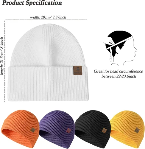 Vista 3 de Gorro de forro polar - Gorros de invierno para mujeres y hombres, gorro de calavera con puños, cálidos regalos térmicos y suaves