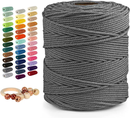 Vista 28 de Munzong - Cuerda de macramé color verde ejército, 5 mm x 109 yardas, cuerda de algodón natural hecha a mano colorida de 100 m, cuerda de macramé